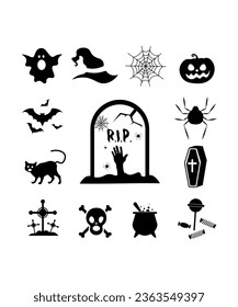 13 Monotone Creepy Halloween Vectors And Spooky Icons