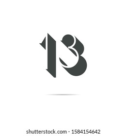 13 Number Logo Shadow Digit Design Stock Vector (Royalty Free ...