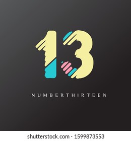 13 number scratch design letter logo
