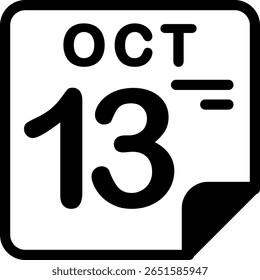 13 October Calendar Semi Solid minimalist Icon