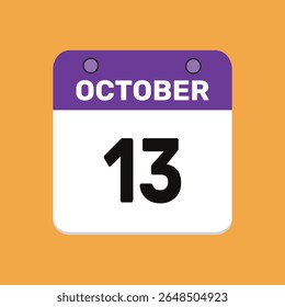 13 Oktober Kalender Symbol Textseite monatlichen Web-Design.