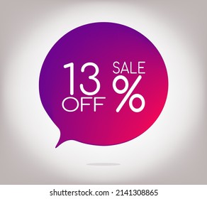 13% off gray gradient banner. Vector illustration label, colorful gradient label design or color transition for your modern design discount campaign promotion