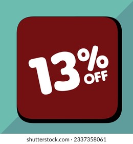 13% off per cent, percentage number in a colored circle, promotion, big sale, colorful background
