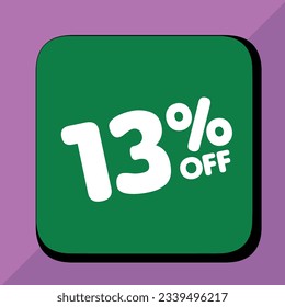 13% off per cent, percentage number in a colored circle, promotion, big sale, colorful background