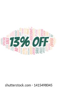 13% Off word cloud. Wordcloud made with text only.