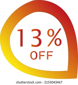 13 percent off with orange vector off circle format