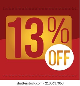 13 percent off. red and orange banner with floating balloon for promotions and offers
