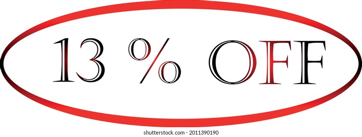 13 percent off red vector symbol. discount symbol, discount promotion, sale discount offer, marketing advertisement, super sale.