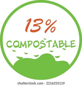 13% percentage compostable circular vector art illustration with simple and vivid expression in earth and natural colors