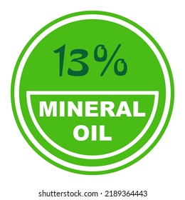 13% percentage mineral oil wonderfull rounded shape design element vector illustration for promo sign label on white background with fantastic font and white color