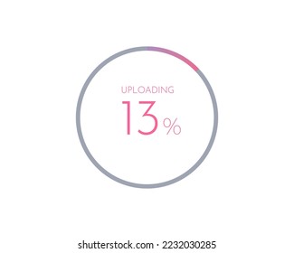 13 percentage uploading, pie chart for Your documents, reports, 13% circle percentage diagrams for infographics