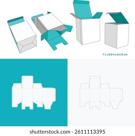 13 Product Packaging ideal for pharmaceutical template with die cut and 3D drawing
