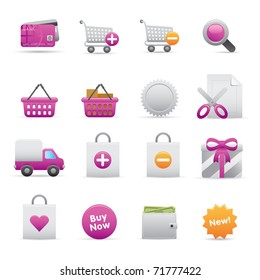 13 Purple Shopping Icons Professional vector set for your website, application, or presentation. The graphics can easily be edited color individually and be scaled to any size