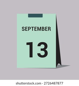 13 september calendar date icon minimal desk calendar vector illustration