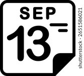 13 September Calendar Semi Solid minimalist Icon