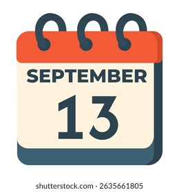 13 setembro vetor calendário sobre fundo branco
Calendário vetorial com data