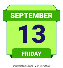 13 September, Friday. Date template. Useful design for calendar or event promotion. Vector illustration EPS 10 File. Isolated on white background. 