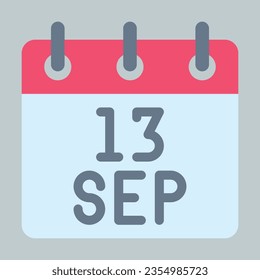 13. September, Vektorkalender. Vektorkalender.
