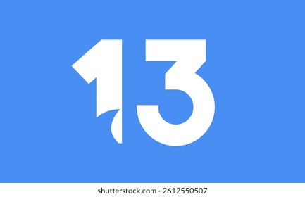 13 Shark Logo Number Simple Modern Blue