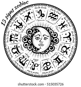 13 Signs Zodiac Astrological Circle Vector Stock Vector (Royalty Free ...