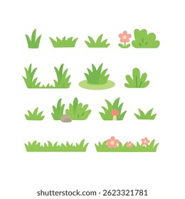 13 simple and playful grass illustrations in soft, rounded shapes. Perfect for kids’ projects, books, and craft design.
