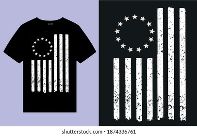 13 Star american flag white black-t shirt design