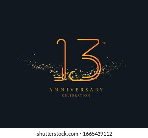 13 th anniversary celebration design template Vector.
