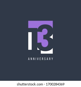 13 Th Anniversary Celebration Vector Template Design Illustration