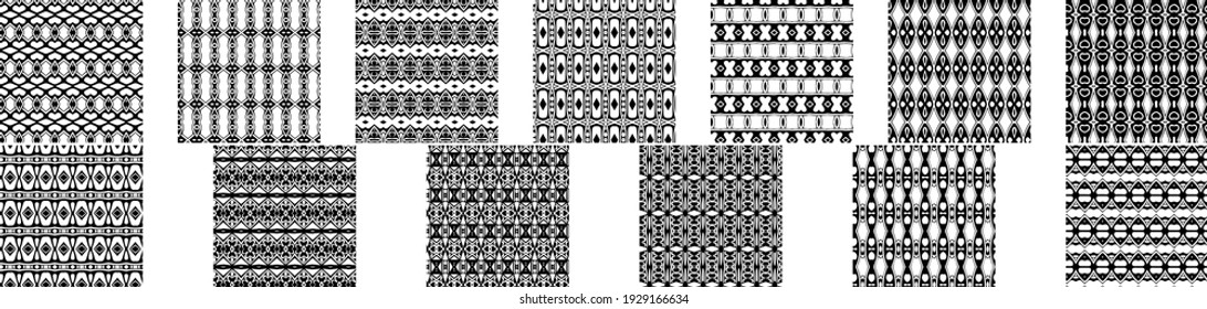 13 Universal different geometric seamless patterns. Endless vector texture can be used for wrapping wallpaper, pattern fills, web background,surface textures. Set of monochrome ornaments