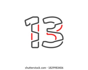 13 vector number. Modern trendy, creative style line design. For logo, brand label, design elements, corporate identity, application etc. İsolated vector illustration          