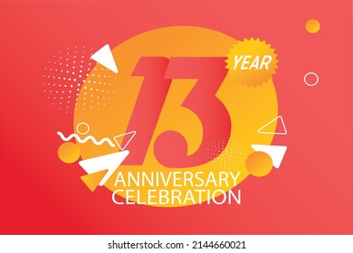 13 year anniversary celebration logotype. anniversary logo with orange and white color isolated on black background, vector design for celebration, invitation card, and greeting card - Vector