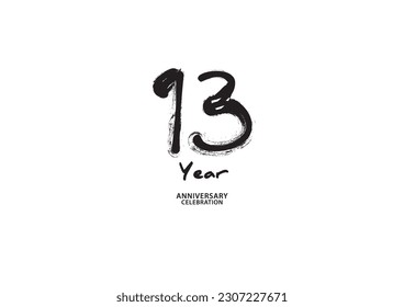 13 year anniversary celebration logotype on white background for poster, banner, flyer, invitations or greeting card, 13 number logo design, 13th Birthday invitation, anniversary vector template