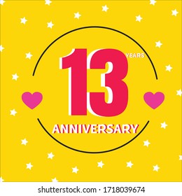 13 year anniversary celebration, vector design for celebrations, invitation cards and greeting cards