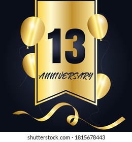 13 year anniversary celebration, vector design for celebrations, invitation cards and greeting cards