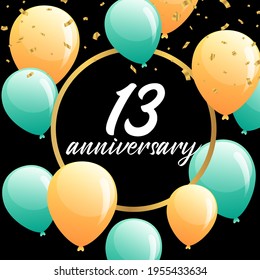 Celebración del 13 aniversario, diseño vectorial para celebraciones, tarjetas de invitación y tarjetas de felicitación