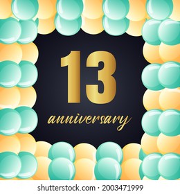 13 year anniversary celebration, vector design for celebrations, invitation cards and greeting cards