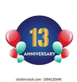 13 year anniversary celebration, vector design for celebrations, invitation cards and greeting cards