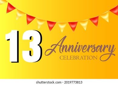 13 year anniversary celebration, vector design for celebrations, invitation cards and greeting cards