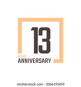 13 Year Anniversary Celebration Vector with Square Shape. Happy Anniversary Greeting Celebrates Template Design Illustration