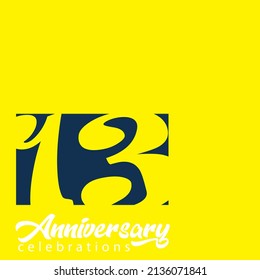 13 YEAR Anniversary celebrations logo design concept Premium Vector