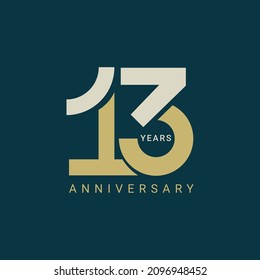 13 Year Anniversary Logo, 13 birthday,  Vector Template Design element for  invitation, wedding, jubilee and greeting card illustration.