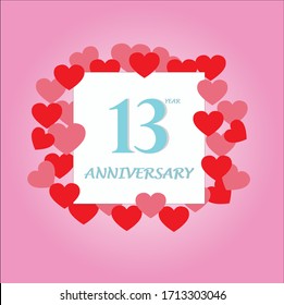 13 year anniversary, vector design with love for celebrations, invitation cards and greeting cards
