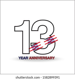 13 Year Anniversary Vector Template Design Illustration