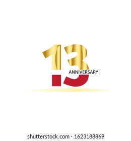 13 Year Anniversary Vector Template Design Illustration