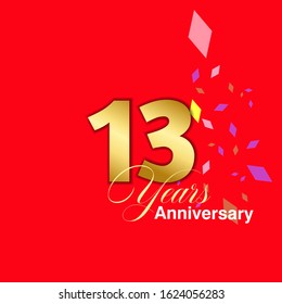 13 Year Anniversary Vector Template Design Illustration