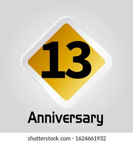 13 Year Anniversary Vector Template Design Illustration