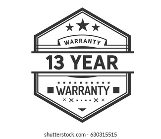 13 year black warranty label icon vector vintage retro