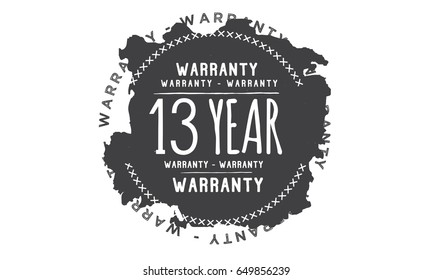 13 year warranty icon vector vintage grunge guarantee background
