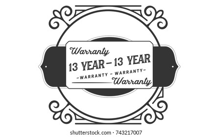 13 year warranty icon vintage rubber stamp guarantee