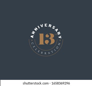 13 years anniversary or birthday celebration design template Vector.